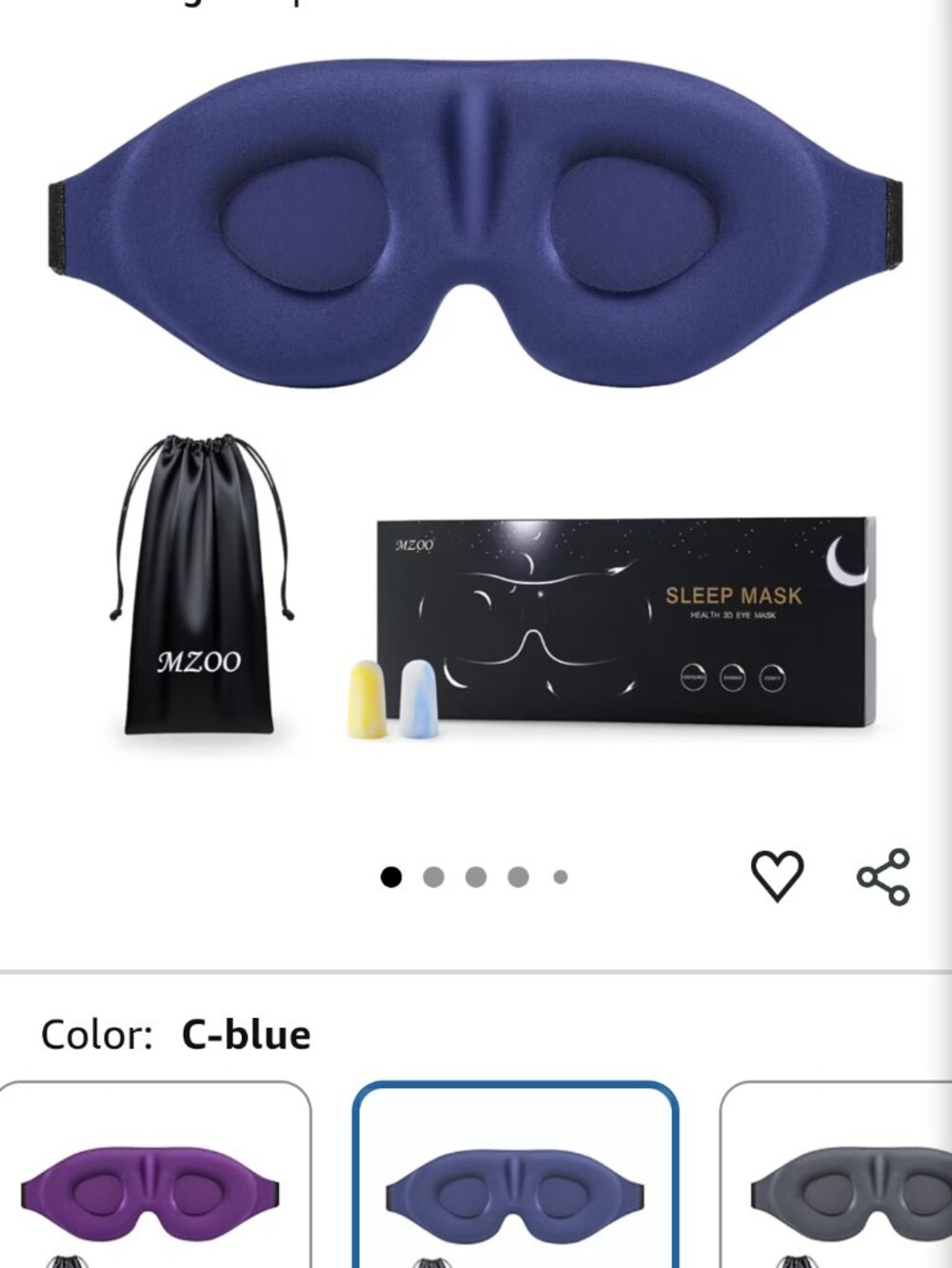 MZOO Sleep Mask - Blue - NWT